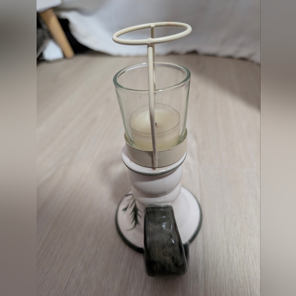 Vintage Ceramic Candle Holder with Glass Votive - Picture 5 of 10